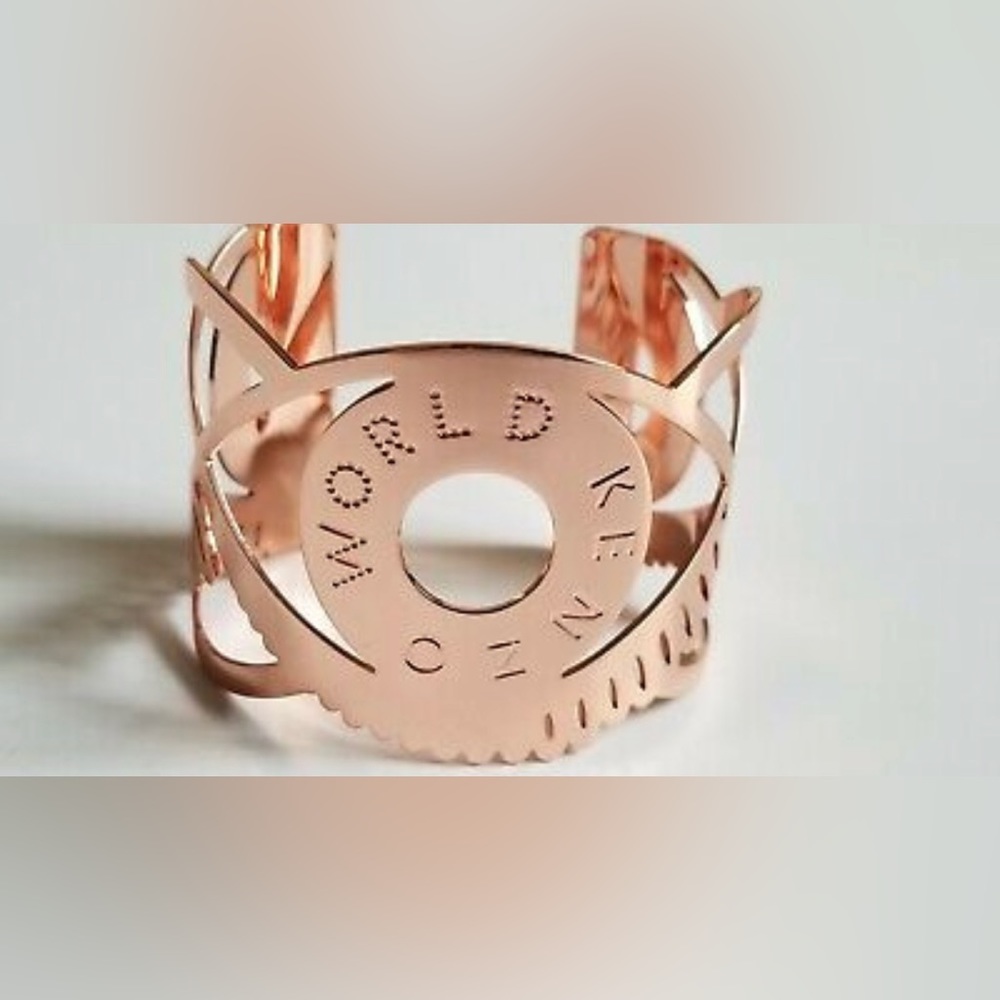 KENZO WORLD RARE RETRÒ VINTAGE ROSE GOLD SCULPTURAL DESIGN CUFF BRACELET - Picture 3 of 9
